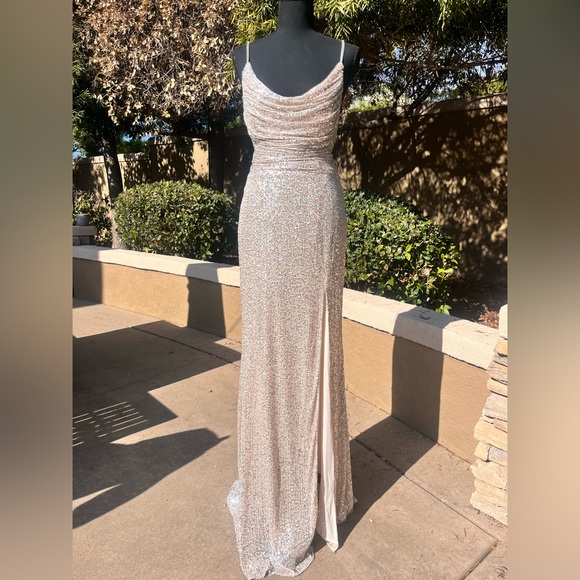 Lulus gown long formal dress prom rhinestones - Picture 5 of 14